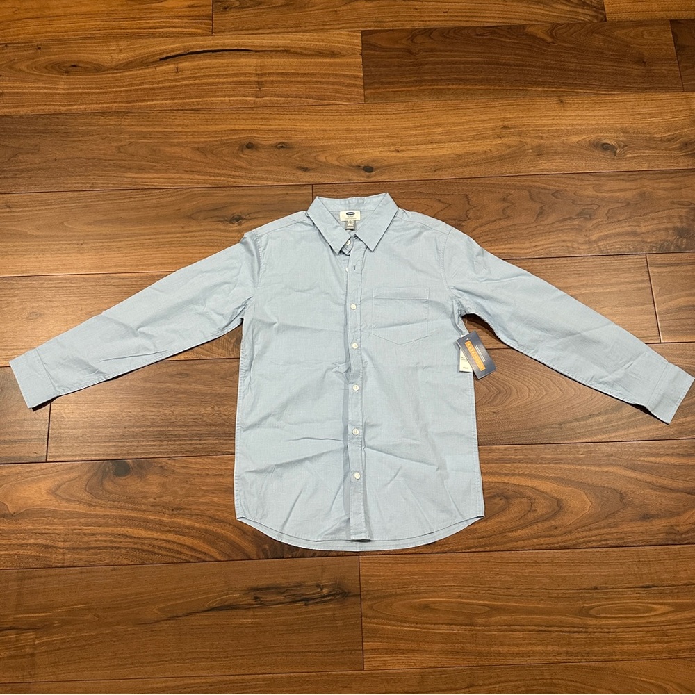 NWT Old Navy Boys Light Blue Button Down Shirt Size XL 14-16